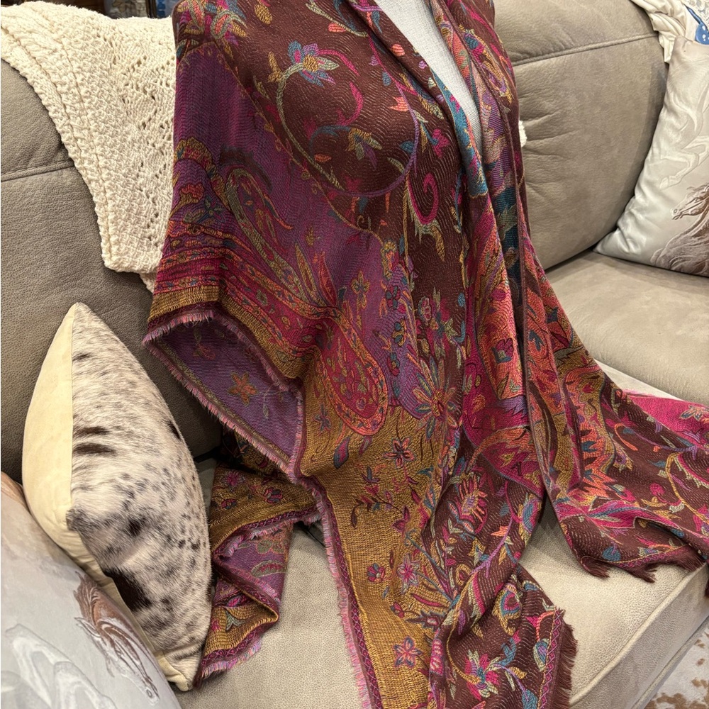 Floral Multicolor viscose Shawl Wrap - Picture 2 of 6